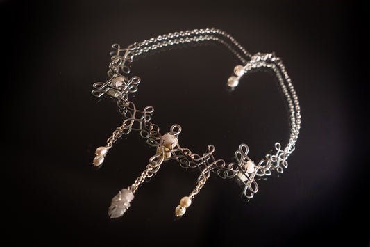 ཐི༏ཋྀ pearl + marble necklace ཐི༏ཋྀ